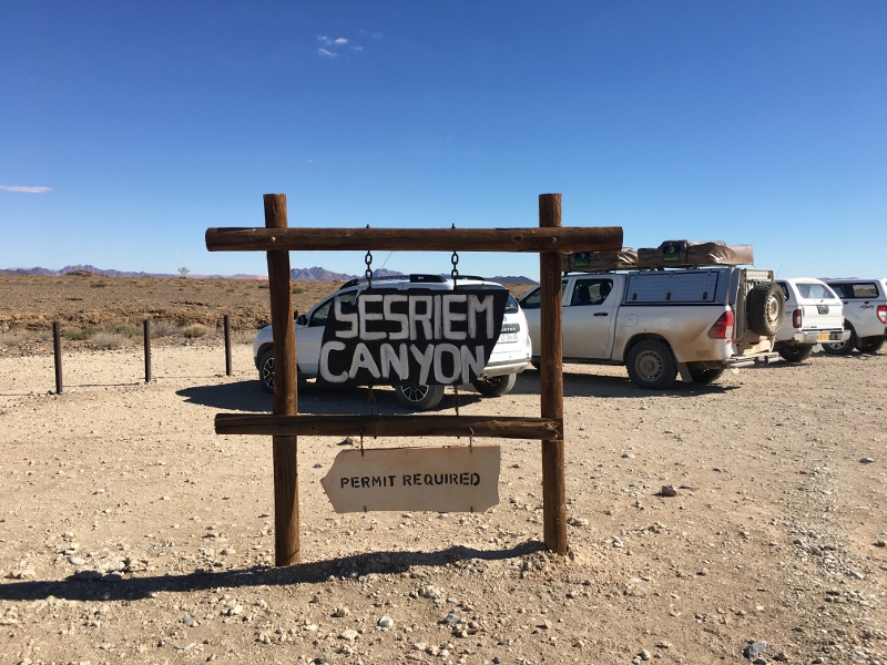 Sesriem Canyon entrance sign